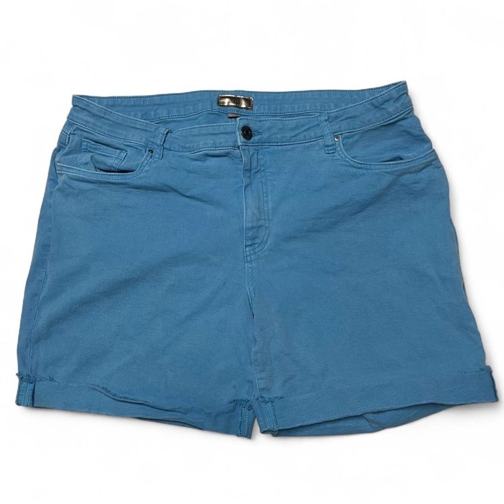 Kut From the Kloth Catherine Boyfriend Denim Short Mid Length Teal Women's Sz 20